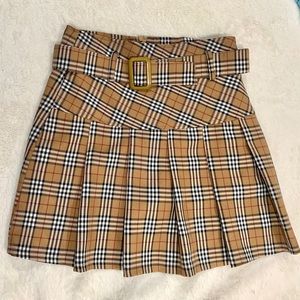 High Waist Belted Plaid Skirt🧸